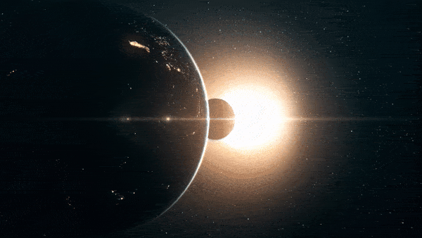 GIF of the moon moving between the Earth and the sun as it forms a solar corona during a total eclipse.